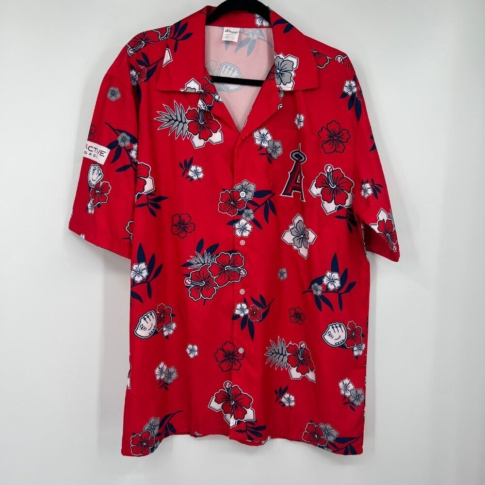 Angels baseball hawaiian button up shirt Promotion item from Stadium Game